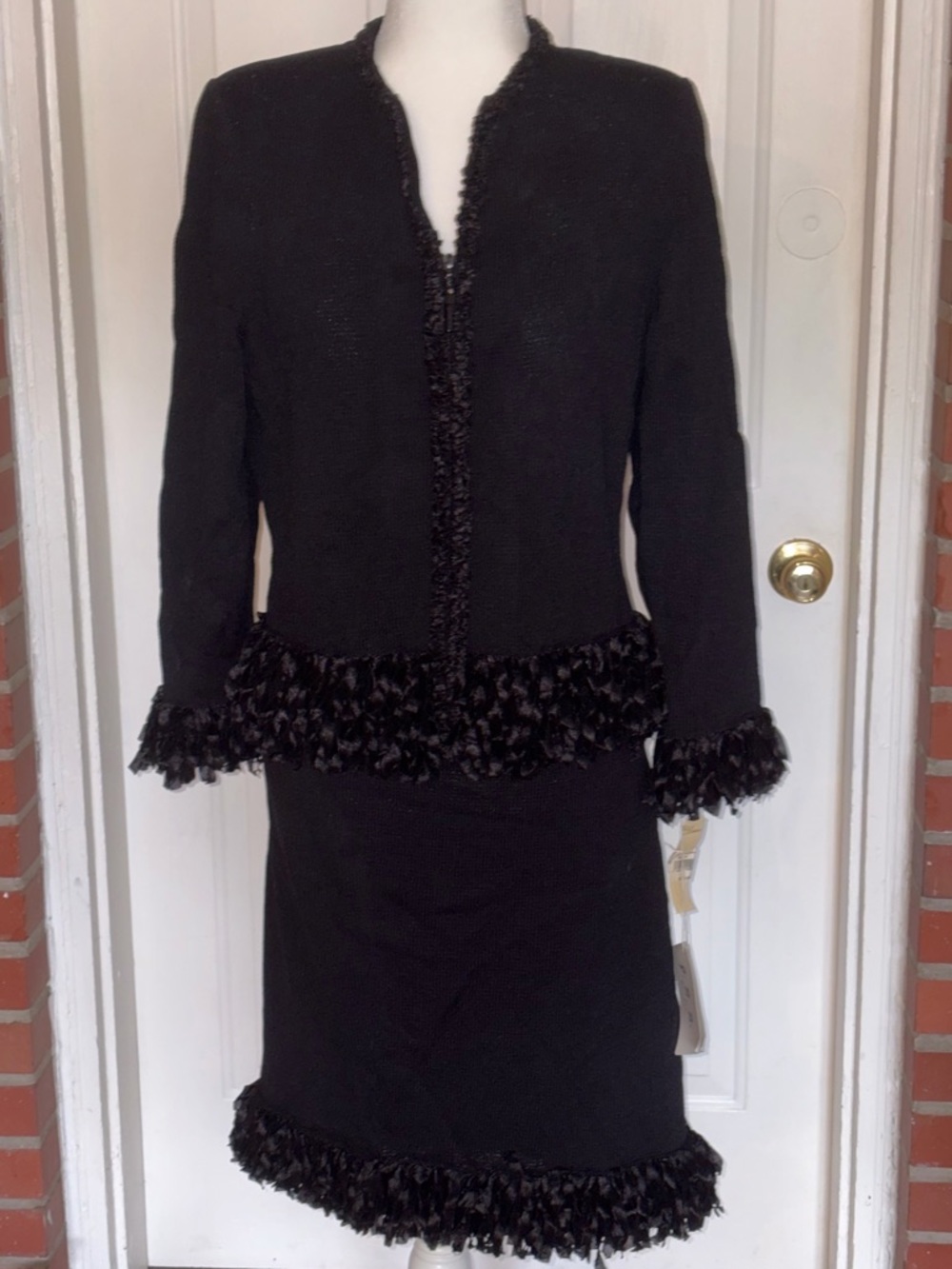 NWT J.S.S. Knitwear Fringe Trim Skirt and Jacket Set